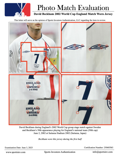 David Beckham England 2002 FIFA World Cup Match Worn Shirt | 50th David Beckham England 2002 FIFA World Cup Match Worn Shirt | 50th